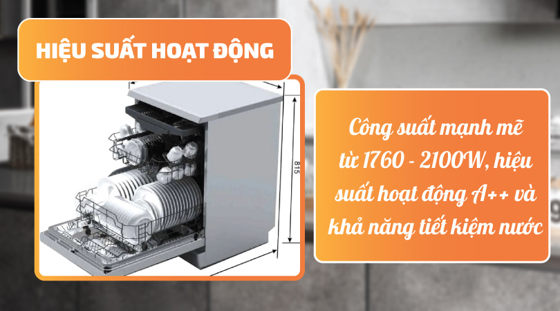 Hiệu suất của máy rửa chén Malloca WQP12-J7309E E5